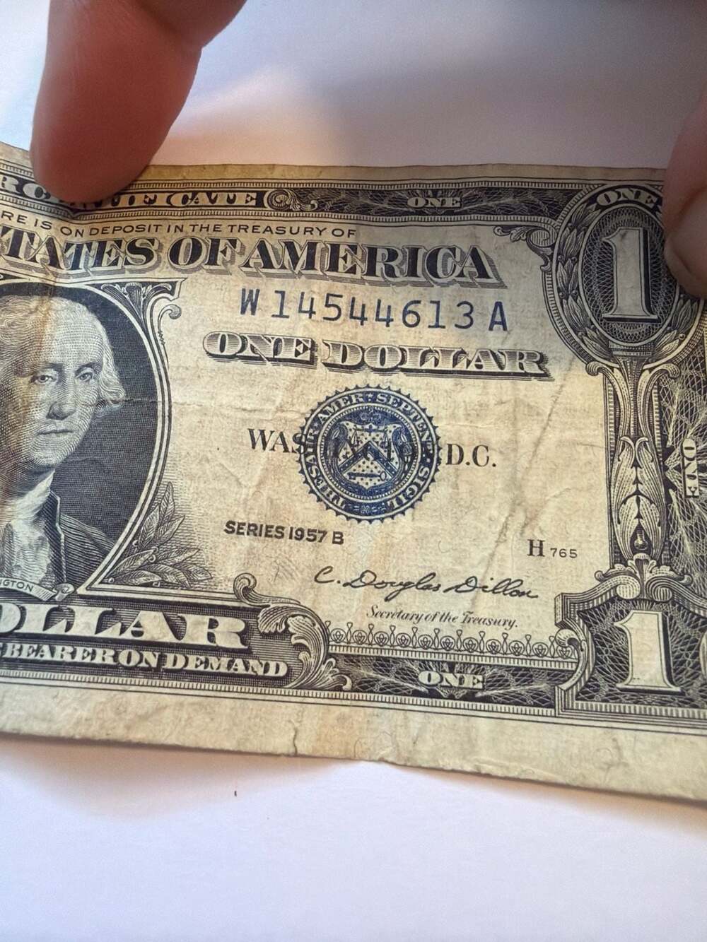 1957 B $1 One Dollar Silver Certificate Blue Seal Banknote - Picture 3 of 6
